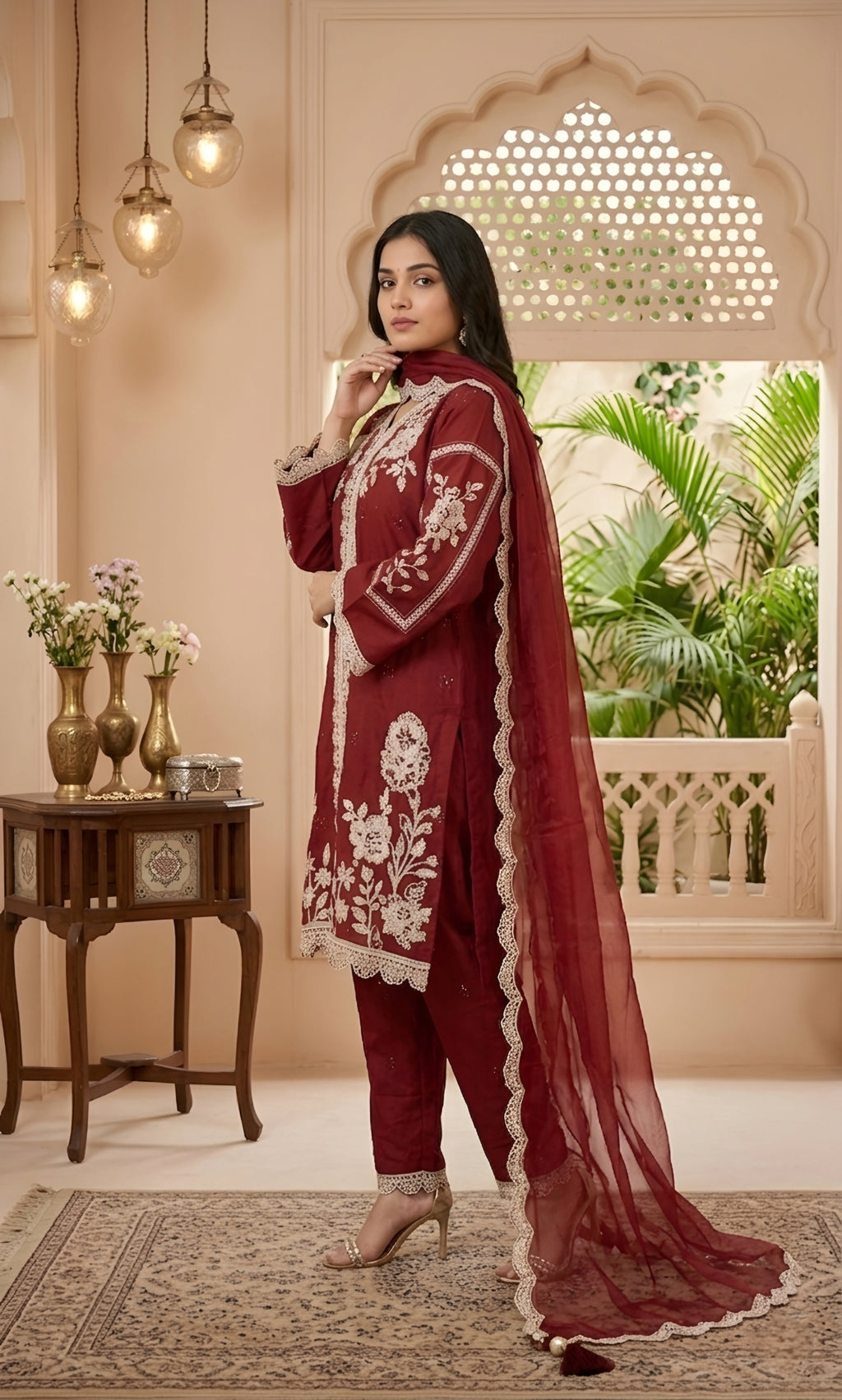 Zareen - Scarlet Heritage Embroidered Suit Set