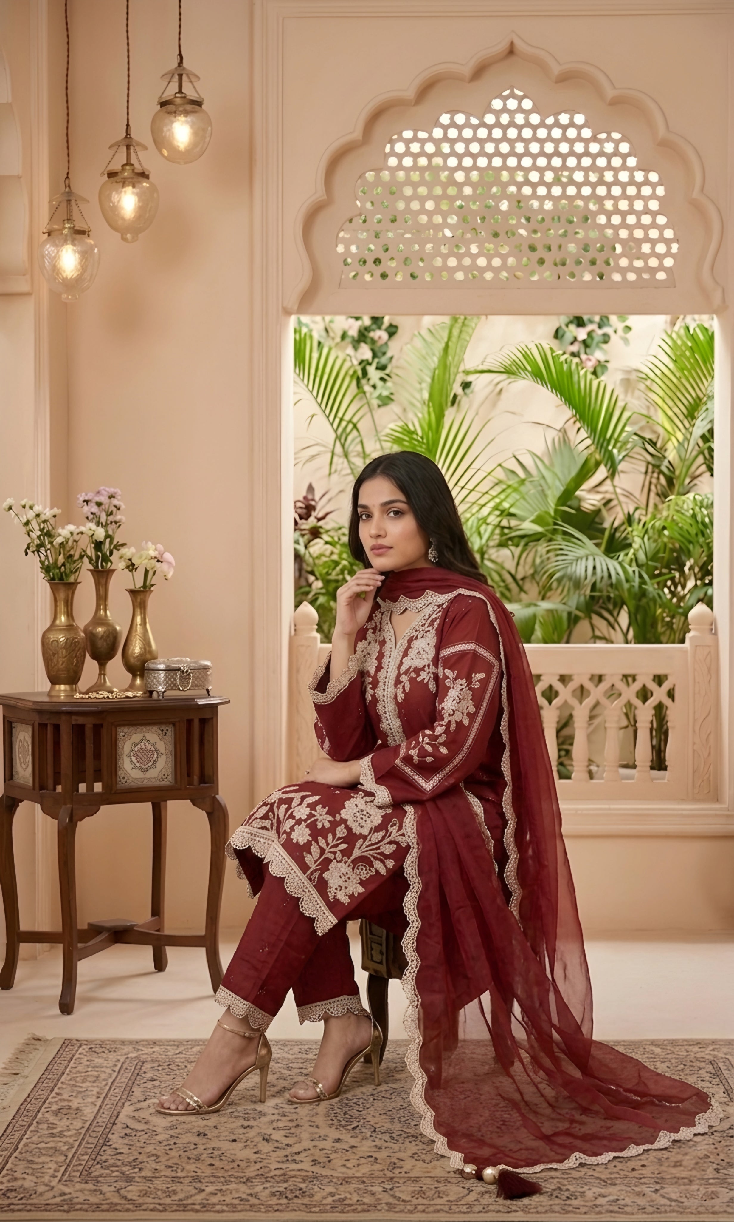 Zareen - Scarlet Heritage Embroidered Suit Set
