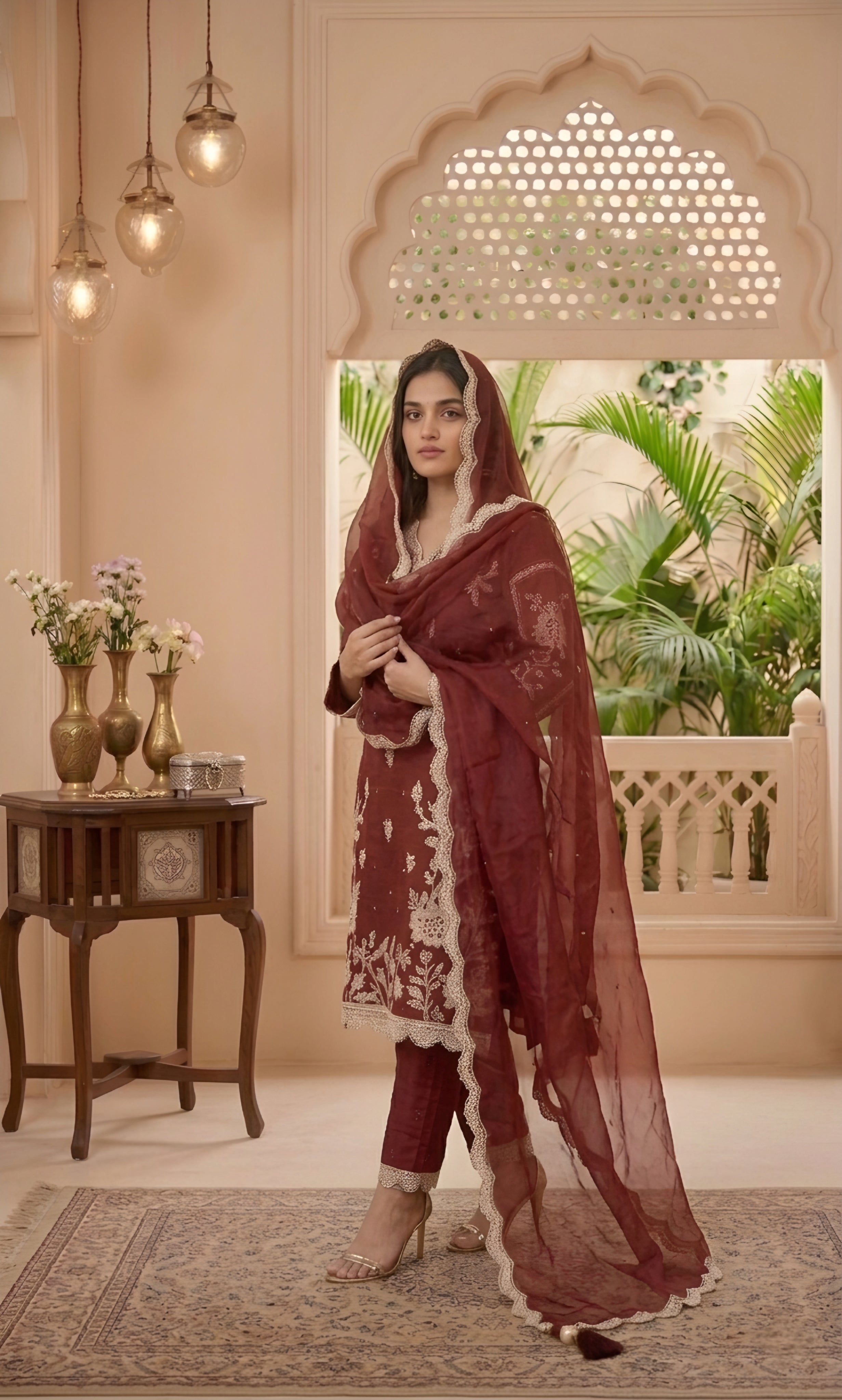 Zareen - Scarlet Heritage Embroidered Suit Set