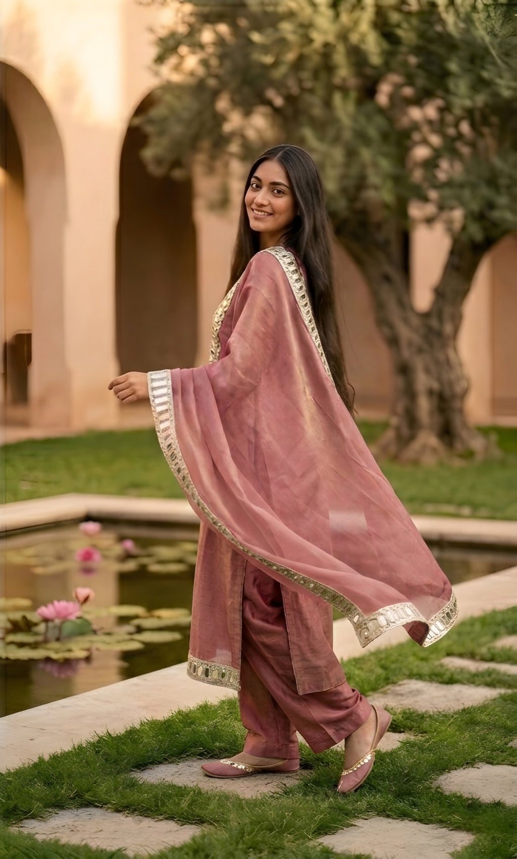 Malak - Lavender Luxe Mirror Work Suit Set