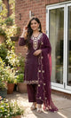 Zainab - Plum Radiance Mirror Work Suit Set