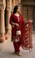 Sara- Crimson Royale Embroidered Suit Set