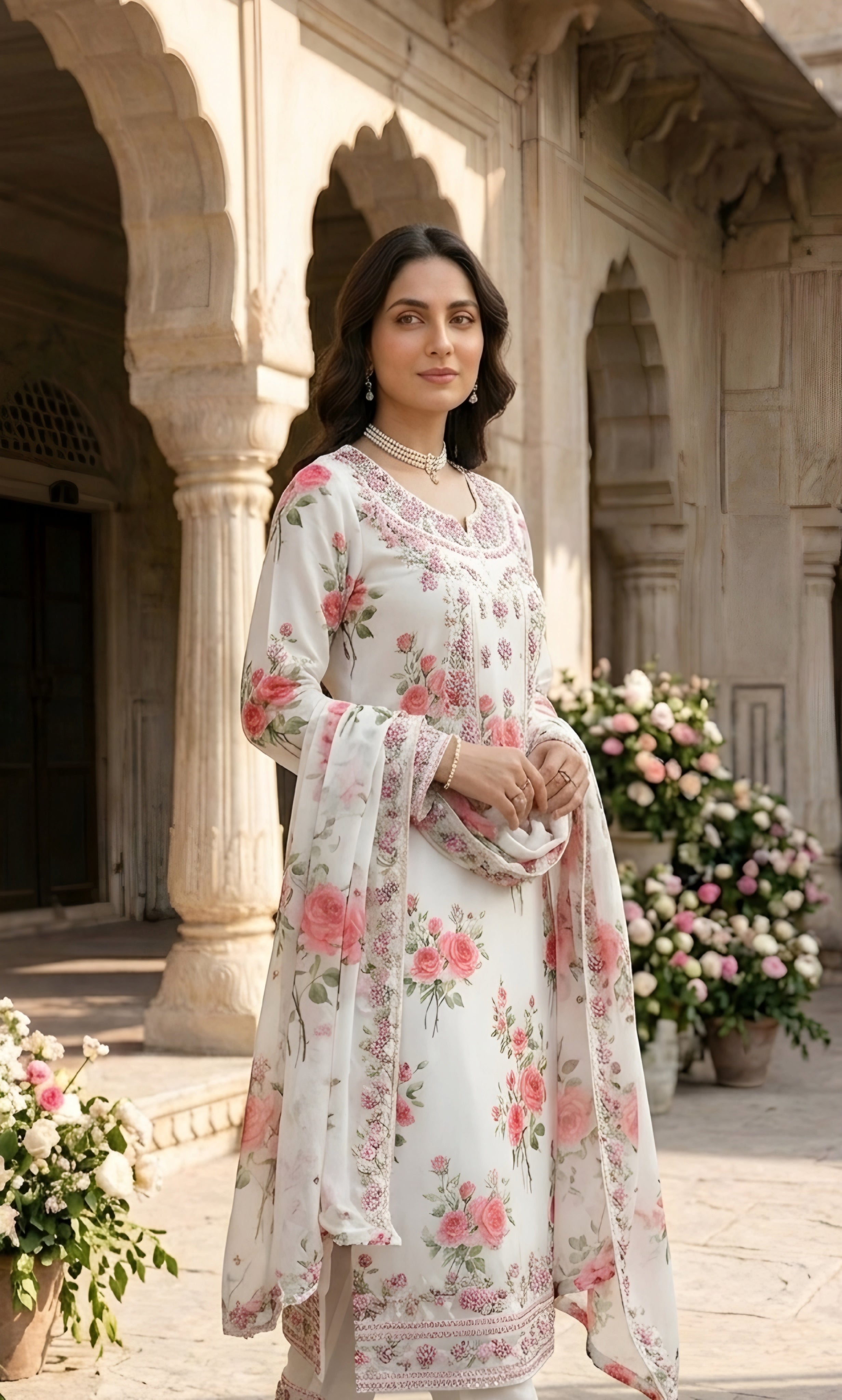 Ajraa-Elegant Floral Embroidered Ethnic Suit Set