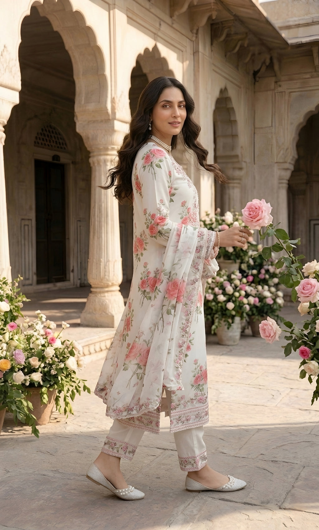 Ajraa-Elegant Floral Embroidered Ethnic Suit Set
