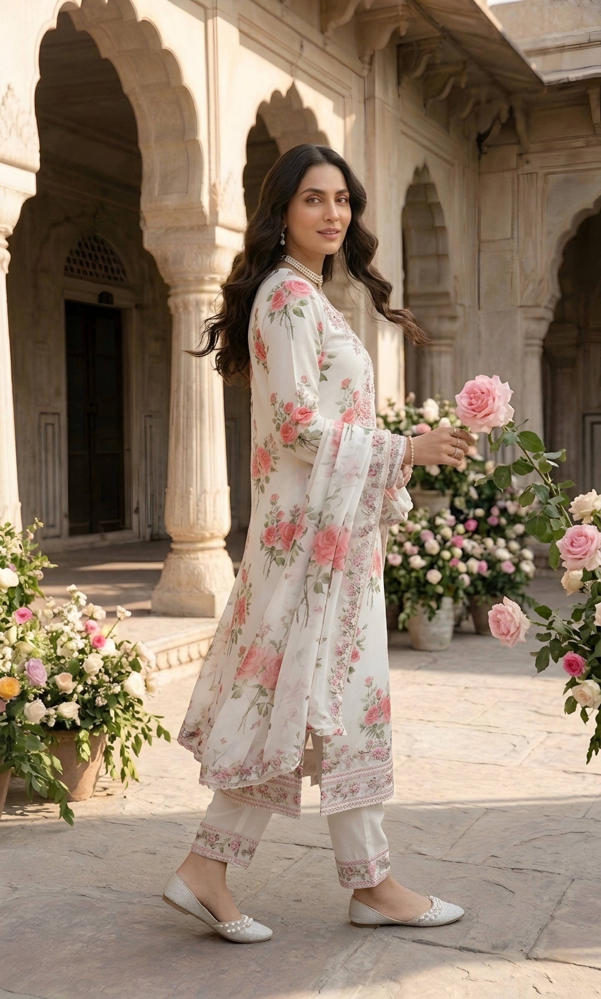 Ajraa-Elegant Floral Embroidered Ethnic Suit Set