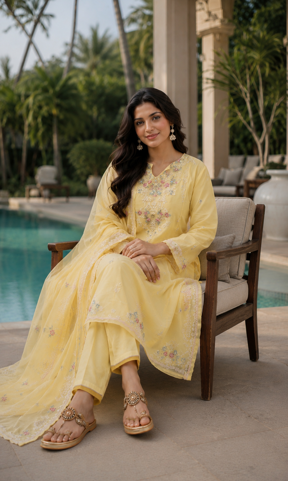 Aisha - Buttercup Bloom Embroidered Suit Set