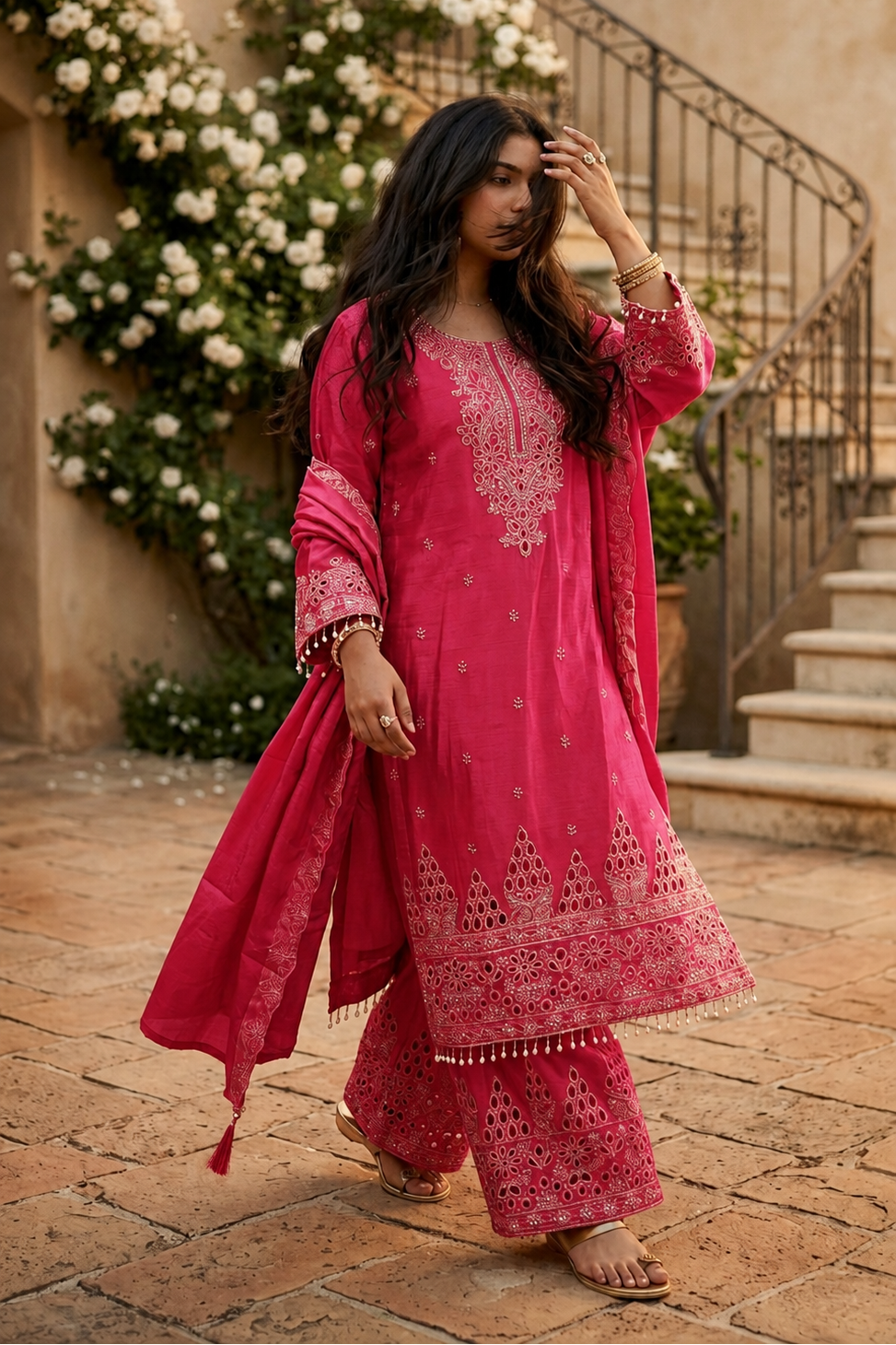 Amara - Sunlit Charm Embroidered Suit Set