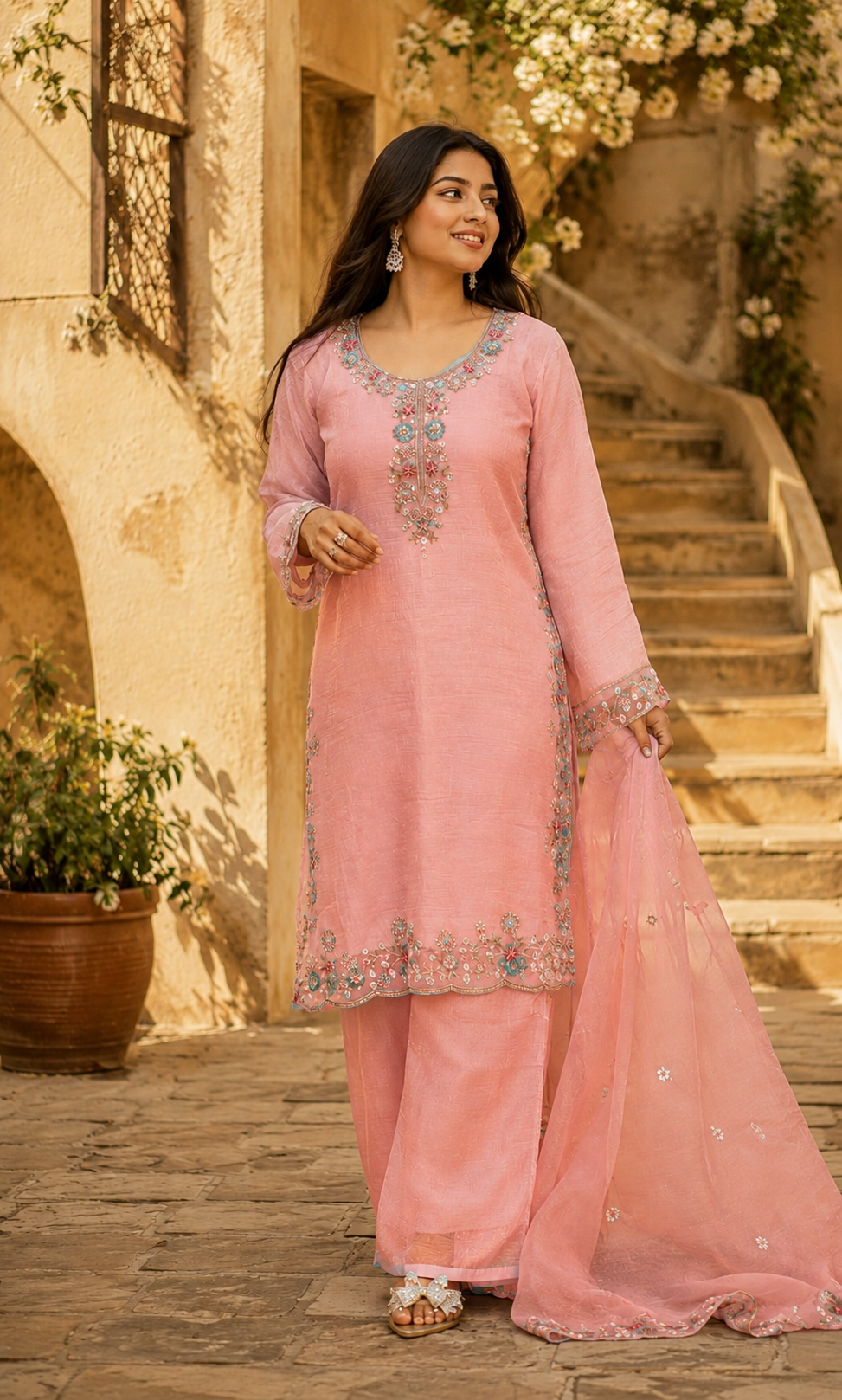 Meher - Mint Royale Embroidered Suit Set