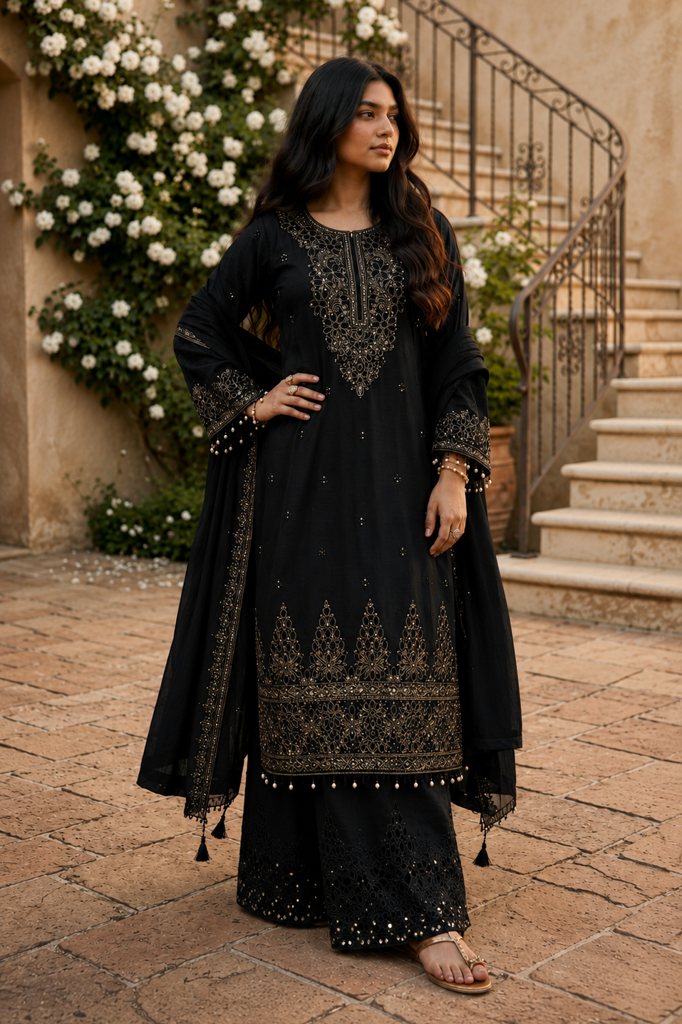 Amara - Sunlit Charm Embroidered Suit Set