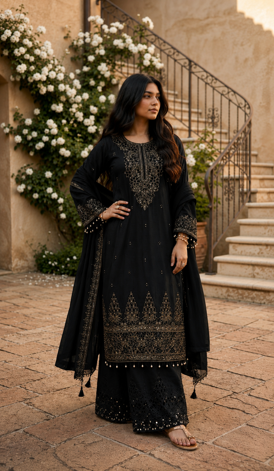 Amara - Sunlit Charm Embroidered Suit Set