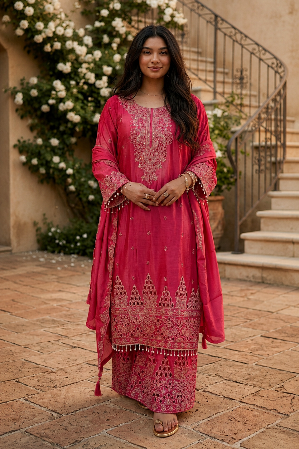 Amara - Sunlit Charm Embroidered Suit Set