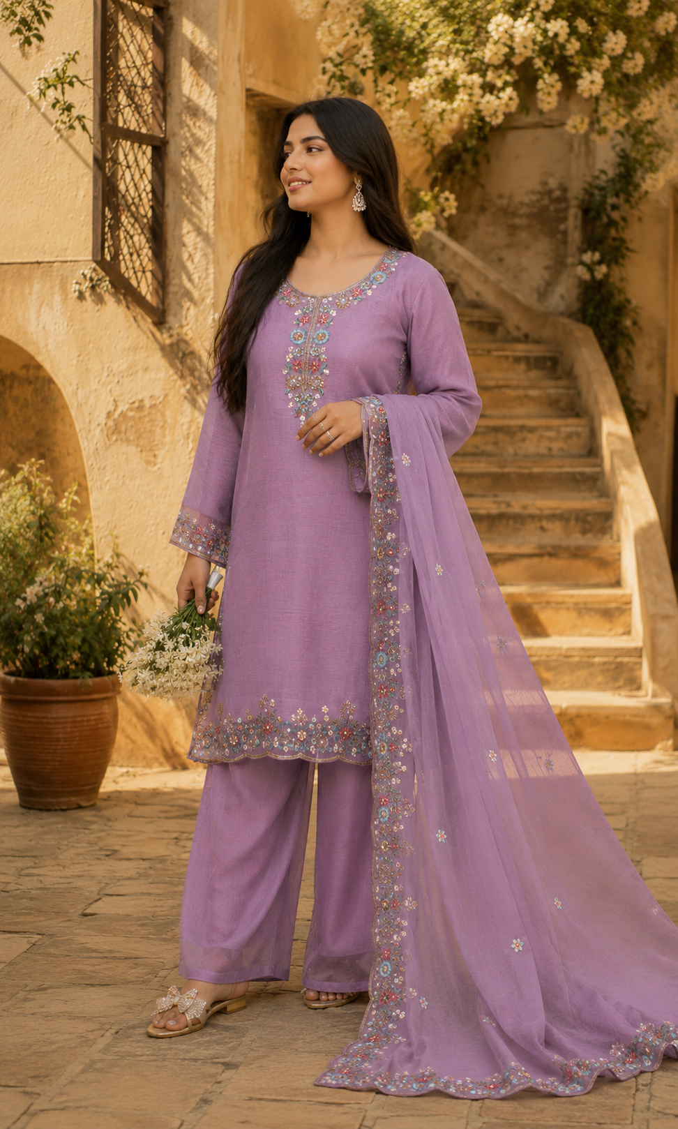 Meher - Mint Royale Embroidered Suit Set