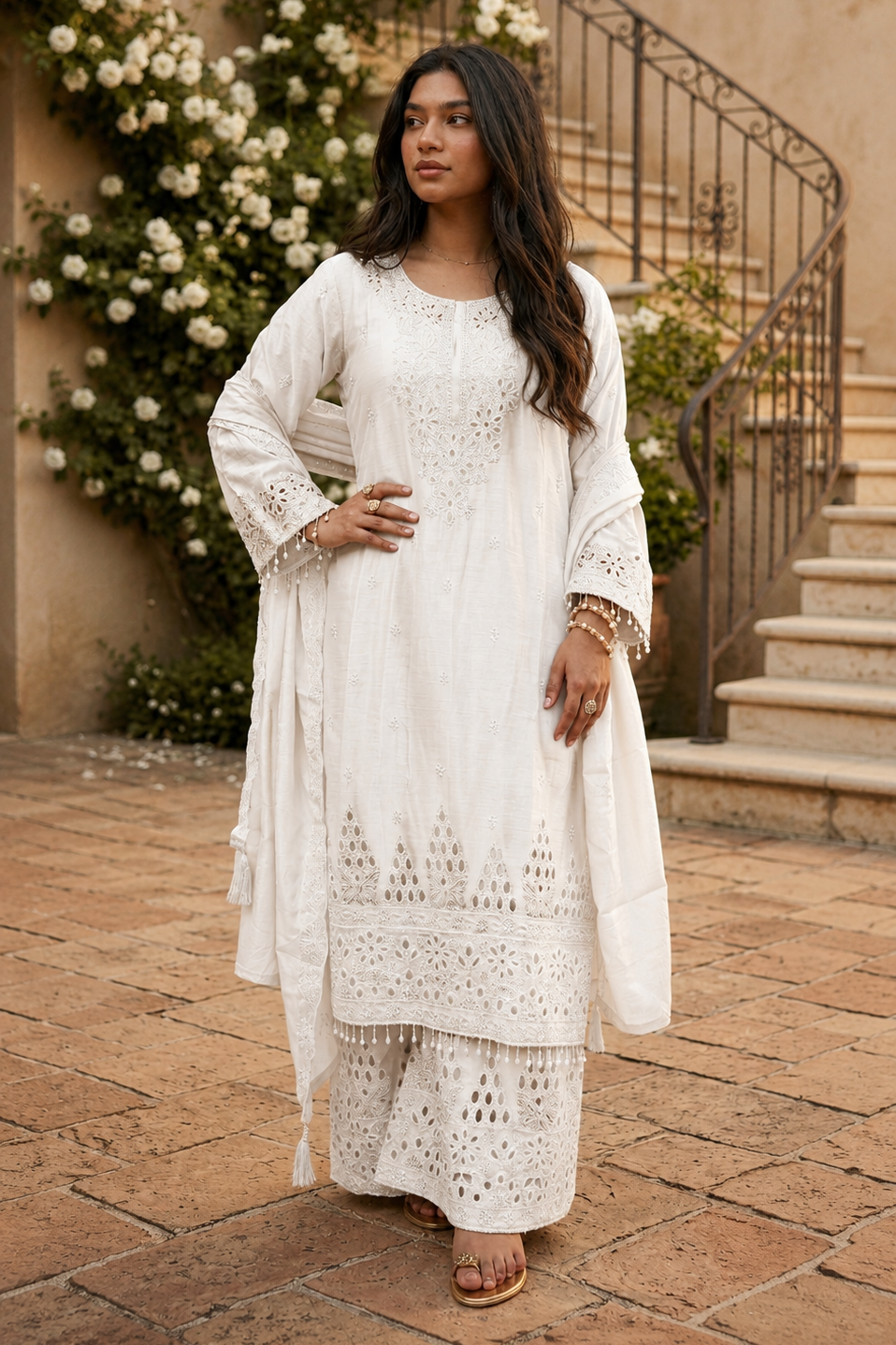 Amara - Sunlit Charm Embroidered Suit Set