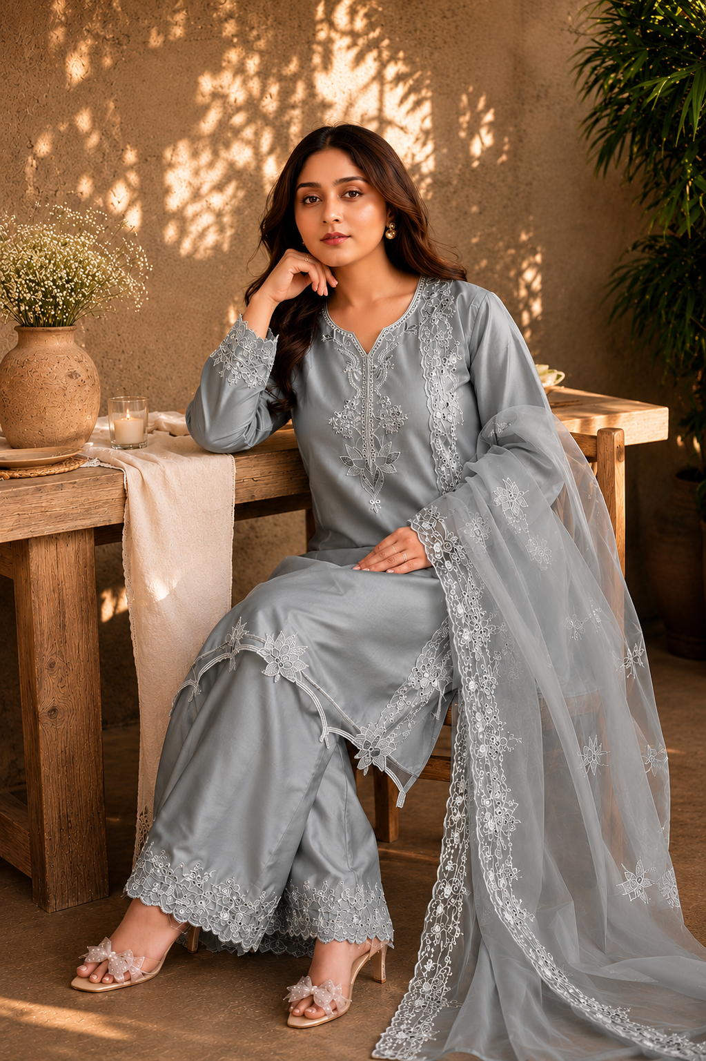 Noor - Powder Blue Grace Suit Set