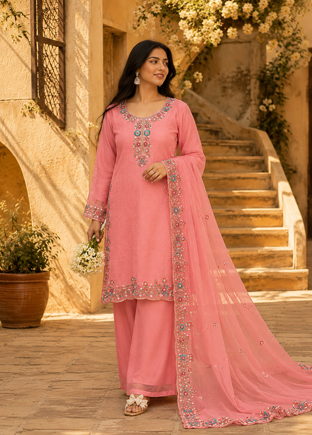 Meher - Mint Royale Embroidered Suit Set
