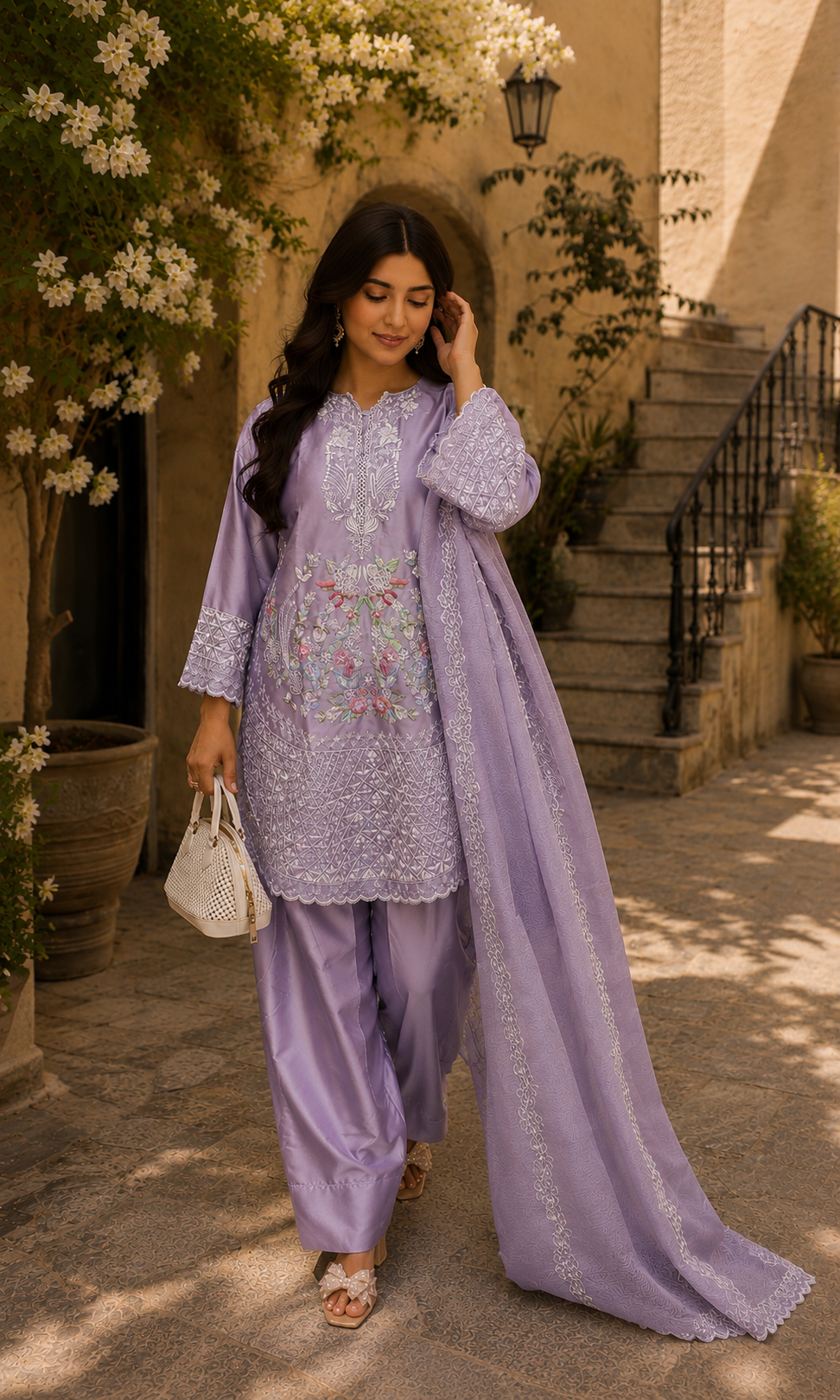 Mayasa - Rose Quartz Embroidered Suit Set