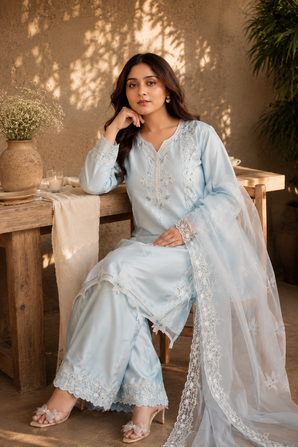 Noor - Powder Blue Grace Suit Set