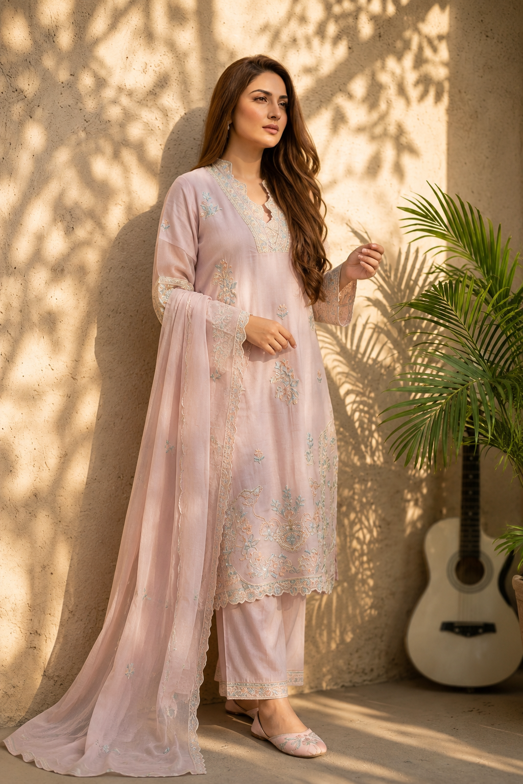 Arzoo-Midnight Grace Embroidered Suit Set