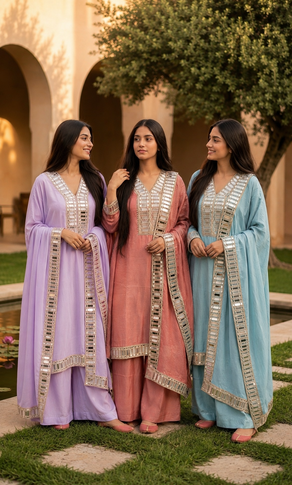 Malak - Lavender Luxe Mirror Work Suit Set