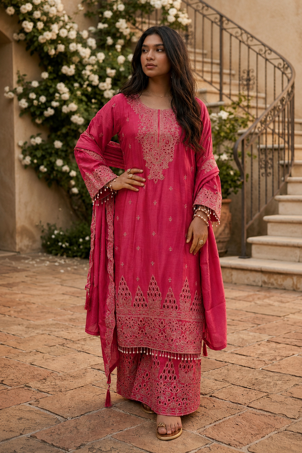 Amara - Sunlit Charm Embroidered Suit Set