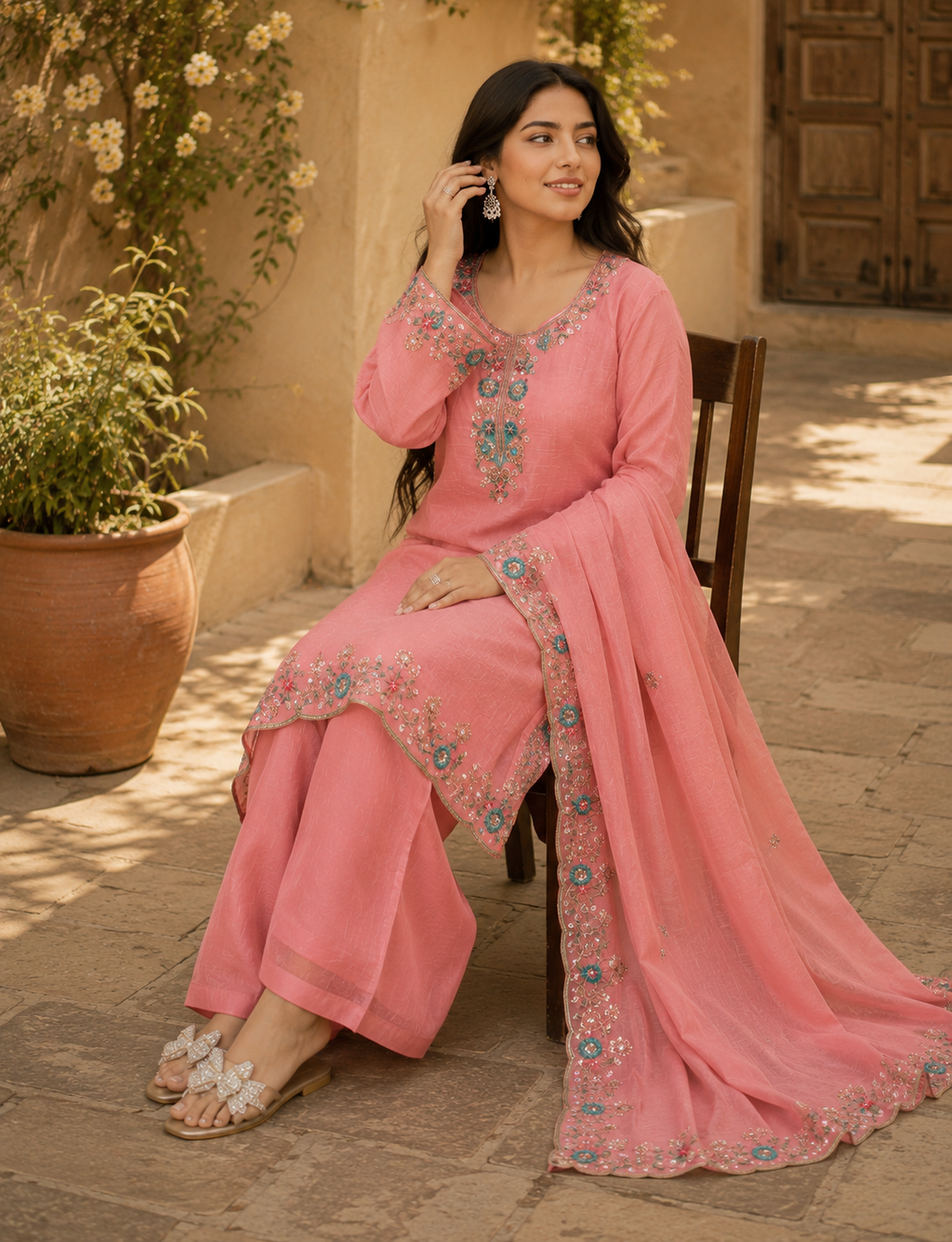 Meher - Mint Royale Embroidered Suit Set